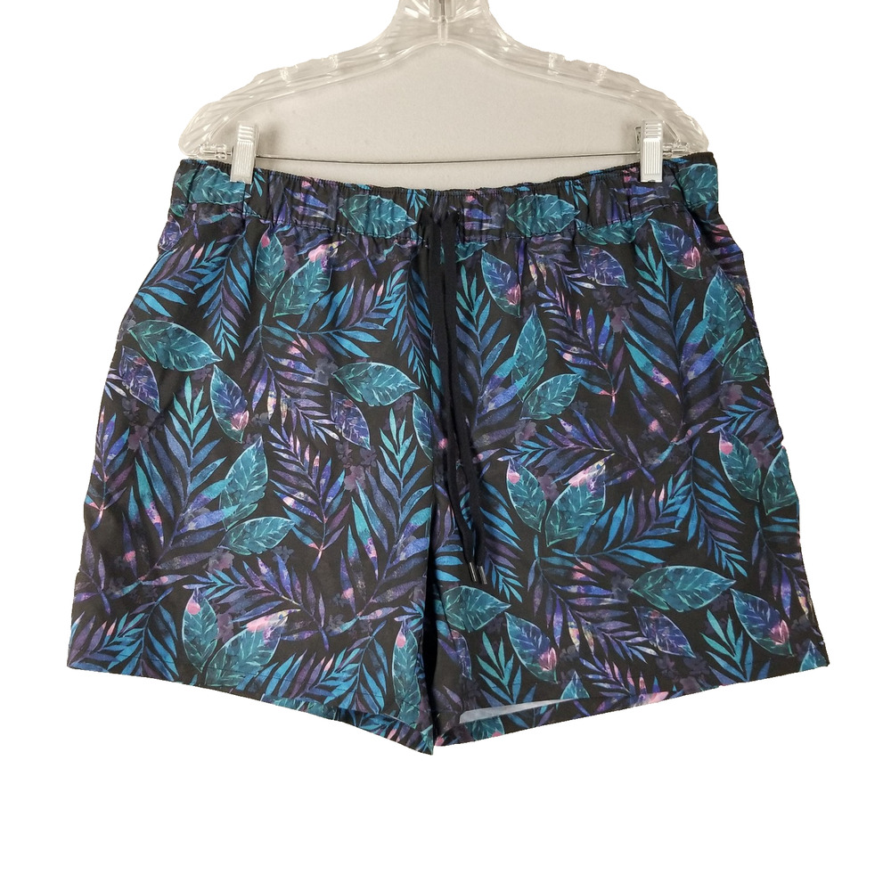 Reel Legends Shorts Mens Large‎ Leaf Print Swim Trunks Shorts Pockets